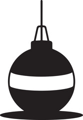 Simple black silhouette of a christmas ornament with a white stripe