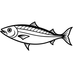 Tuna fish vector art still life painting flat illustration