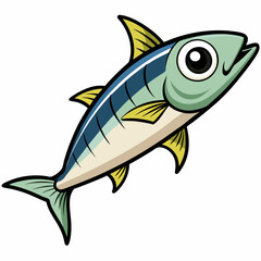 Mackerel, scomber seafood and underwater animal minimalist logo, Icon, element vector illustration