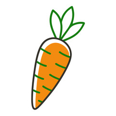Carrot line art vector black icon on white background.