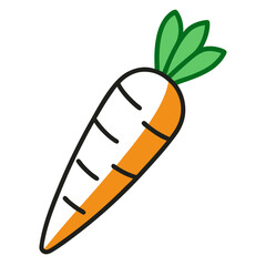 Carrot line art vector black icon on white background.