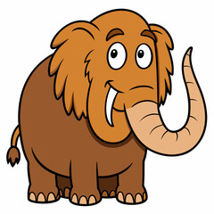 Fototapeta premium Woolly mammoth extinct animal vector. Prehistoric mammoth with long tusks vector illustration.