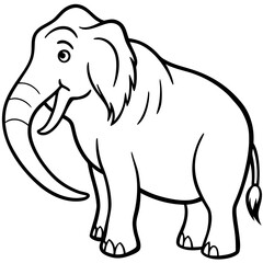 Woolly mammoth extinct animal vector Minimalist line art vector illustration	