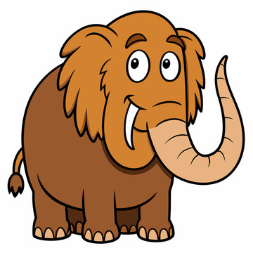 cartoon brown mammoth smiling clip art preview