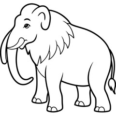 Woolly mammoth extinct animal vector Minimalist line art vector illustration	