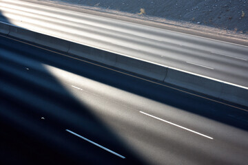 urban highway in mexico captured from topdown perspective during soft twilight