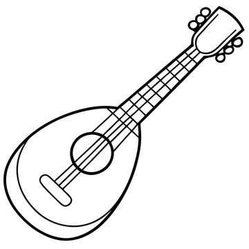 black and white mandolin musical instrument clip art preview