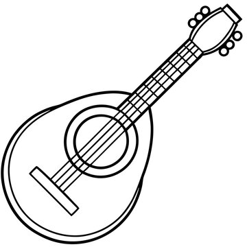black and white mandolin musical instrument clip art preview