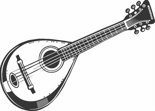 black and white mandolin musical instrument clip art preview