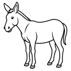Animal character funny donkey in cartoon style vector coloring pages illustration