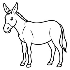 Animal character funny donkey in cartoon style vector coloring pages illustration