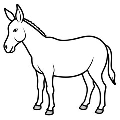 Animal character funny donkey in cartoon style vector coloring pages illustration