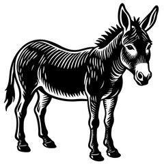 Silhouette Donkey, Retro Ad Art Illustration