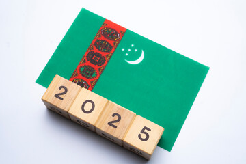 2025, Turkmenistan flag with date block, Concept, Important events for Turkmenistan the new year, election, economy, social activities, central bank, Turkmenistan foreign policy