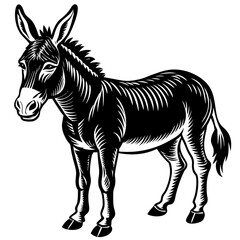 Silhouette Donkey, Retro Ad Art Illustration