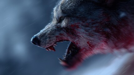 Angry wolf portrait