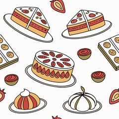Whimsical Cake and Dessert Pattern: A Sweet Delight for Backgrounds and Designs