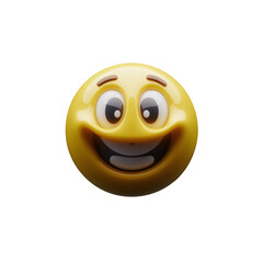 Happy yellow smiley face emoji 3d render isolated on a white background