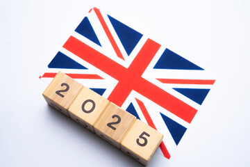2025, Union Jack with date block, Concept, Important events for Union Jack the new year, election, economy, social activities, central bank, Union Jack foreign policy