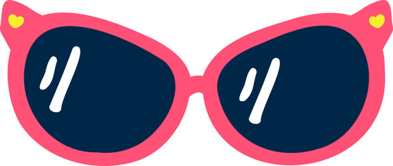 Pink Sunglasses Illustration with Yellow Heart Accents for Summer Fashion