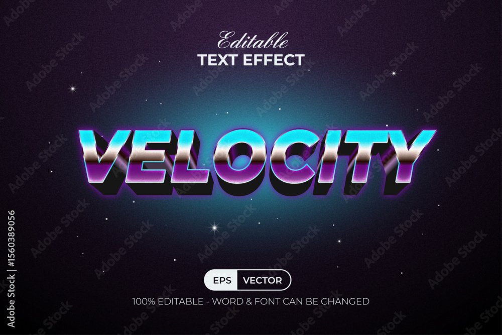Poster retro 80s editable text effect vector.
