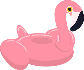 Pink flamingo float tube illustration for summer pool fun
