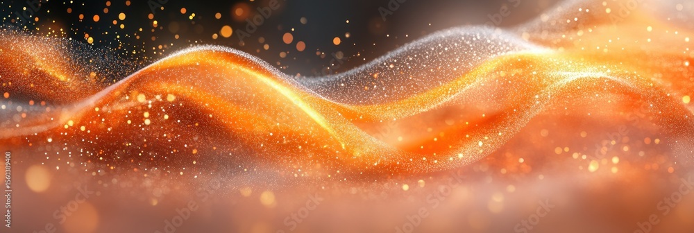 Poster flowing golden particle stream abstract background