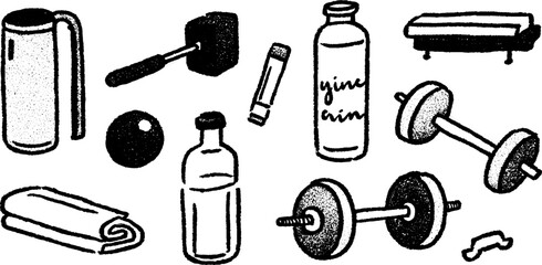 Minimalist home gym equipment sketch for fitness and design inspiration