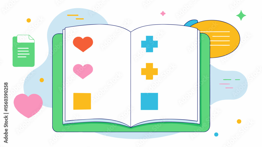 Poster a coloring book with personalized pages for each aspect of health encouraging individuals to fill in