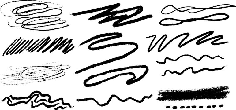 Abstract sketch of line tangle and graphite loop with artistic scribbles