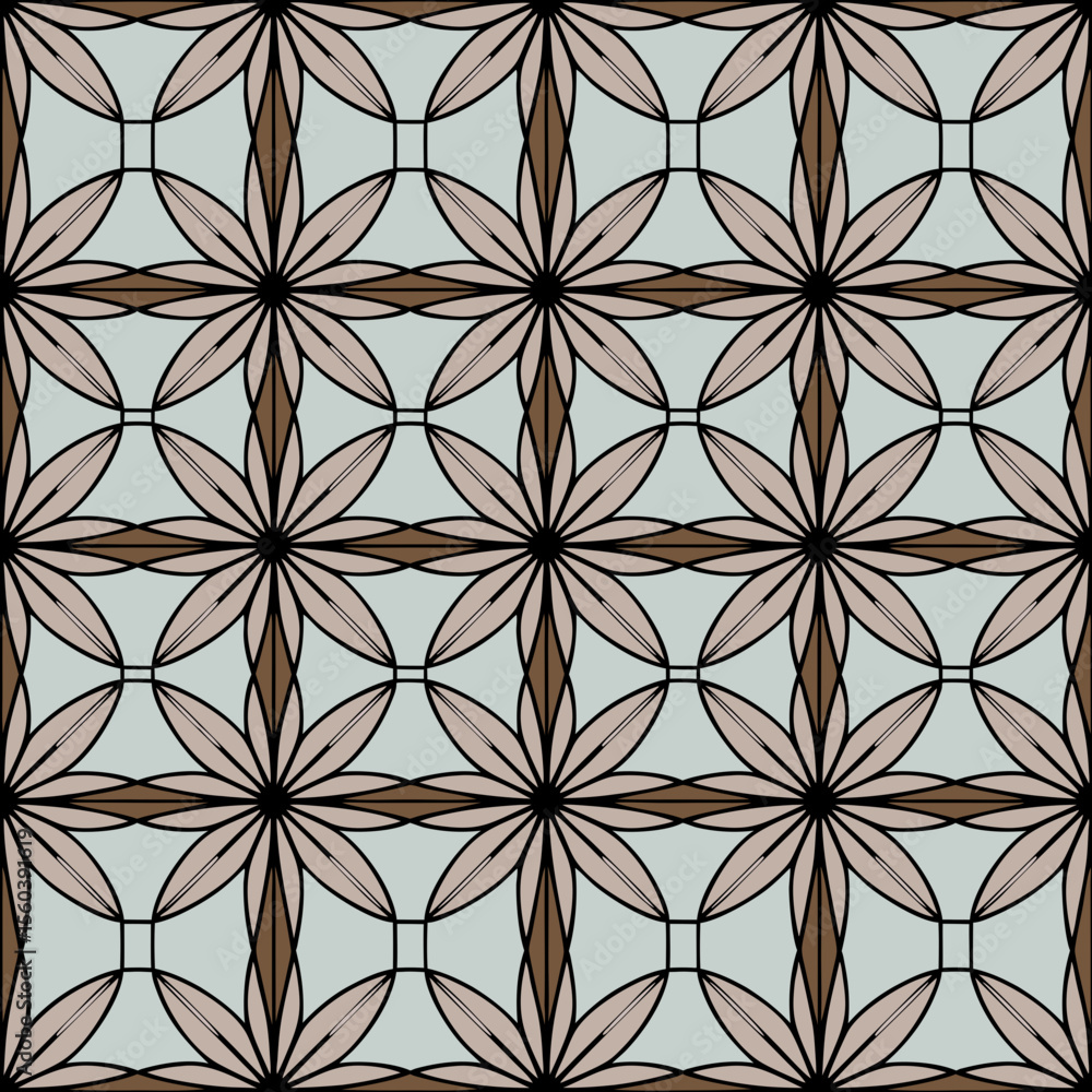Poster intricate geometric tile pattern featuring overlapping circular and starburst designs in soft