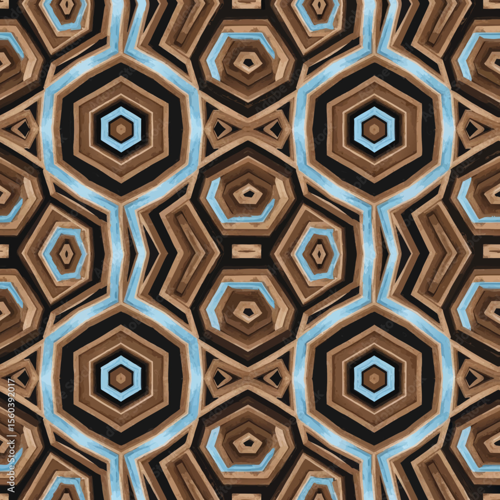 Poster abstract geometric pattern featuring hexagonal and octagonal shapes with a layered textured design