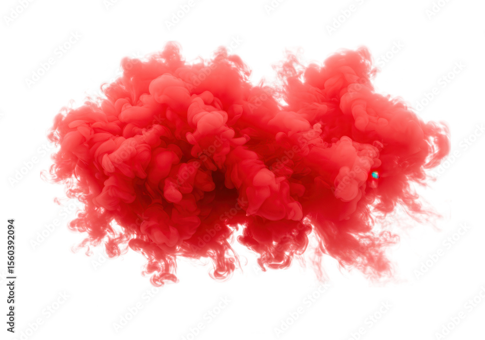 Poster a vibrant cloud of red smoke isolated on transparent background, creating an abstract and colorful e