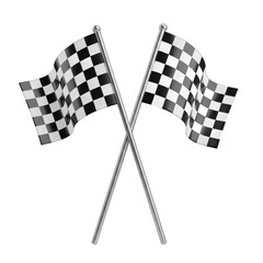 Fototapeta premium Two Crossed Checkered Racing Flags Against Transparent Background