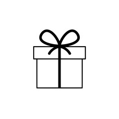 Gift Box Icon: A simple yet elegant line drawing of a gift box with a ribbon, perfect for adding a touch of festive cheer to any design.