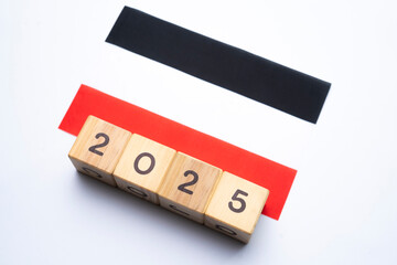 2025, Yemen flag with date block, Concept, Important events for Yemen the new year, election, economy, social activities, central bank, Yemen foreign policy
