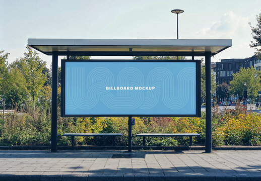 Bus Stop Outdoor Banner Mockup