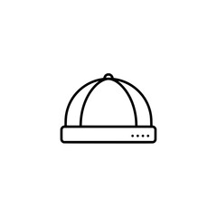 Simple Cap Icon: A minimalist, line-art illustration of a classic cap, featuring a round crown, a brim, and a small detail on the top. This versatile icon can be used in various design projects.