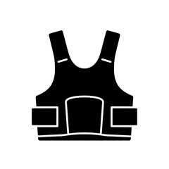 Silhouette Body Armor: A stark, graphic depiction of a bulletproof vest, rendered in solid black. This image is a symbol of protection, safety, and security.
