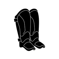 Riding Boots Silhouette: A stark black silhouette of two riding boots, poised and ready, symbolizes equestrian activities and adventure.