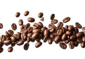 Coffee beans falling on atransparent background,clipping path, 