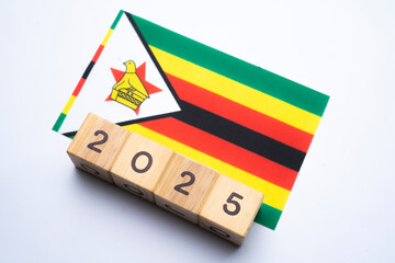 2025, Zimbabwe flag with date block, Concept, Important events for Zimbabwe the new year, election, economy, social activities, central bank, Zimbabwe foreign policy