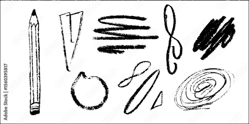 Aufkleber artistic pencil and brush sketch with abstract strokes for creative projects