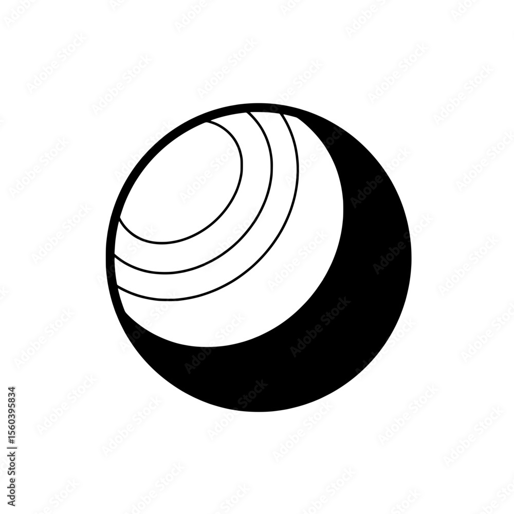 Poster orb design icon: a minimalist design featuring a captivating sphere, the object is elegantly halved 