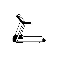 Minimalist Treadmill Icon: A sleek, simple icon of a treadmill, isolated, conveying fitness and exercise in a modern, linear style.