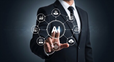 Ai technology business solutions artificial intelligence future innovation automation concept 100