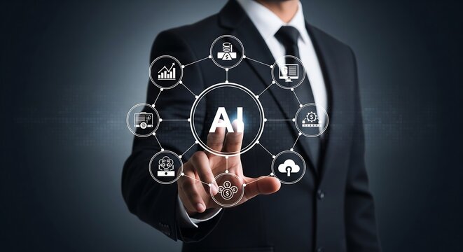Ai technology business solutions artificial intelligence future innovation automation concept 100