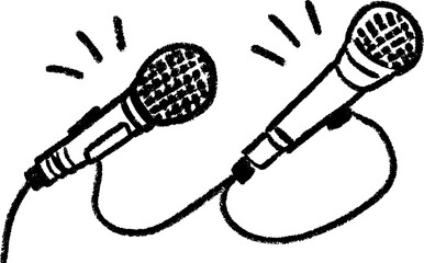 Naklejka na ściany i meble Creative sketch of a podcast recording setup with microphones for media design