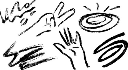 Fototapeta premium Abstract sketch of a pointing finger and open palm with dynamic lines