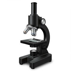 Black Monocular Microscope on White Background